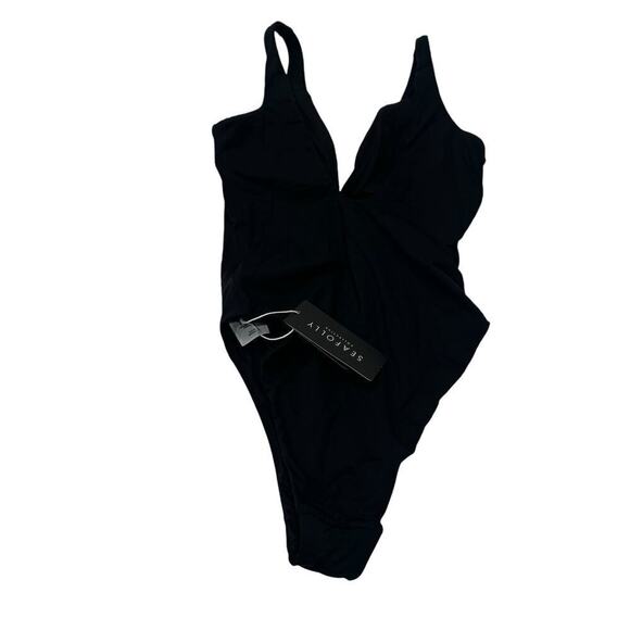 Seafolly Women's Black Collective V Neck One Piece Size 4 NWT - Picture 5 of 13